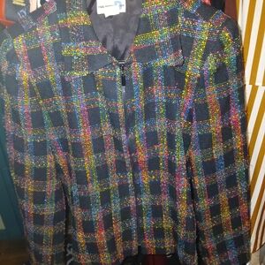 Chic Multicolor Plaid Women's Blazer